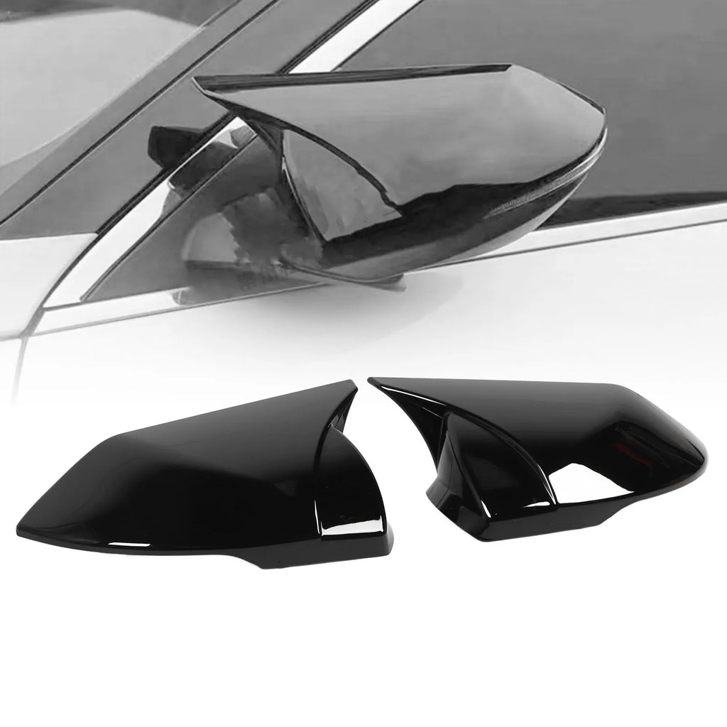 2Pcs Car Side Mirror Cover Rearview Mirror Gloss Black Side Mirror Cover Housing Replacement for - Automotive LED Light
