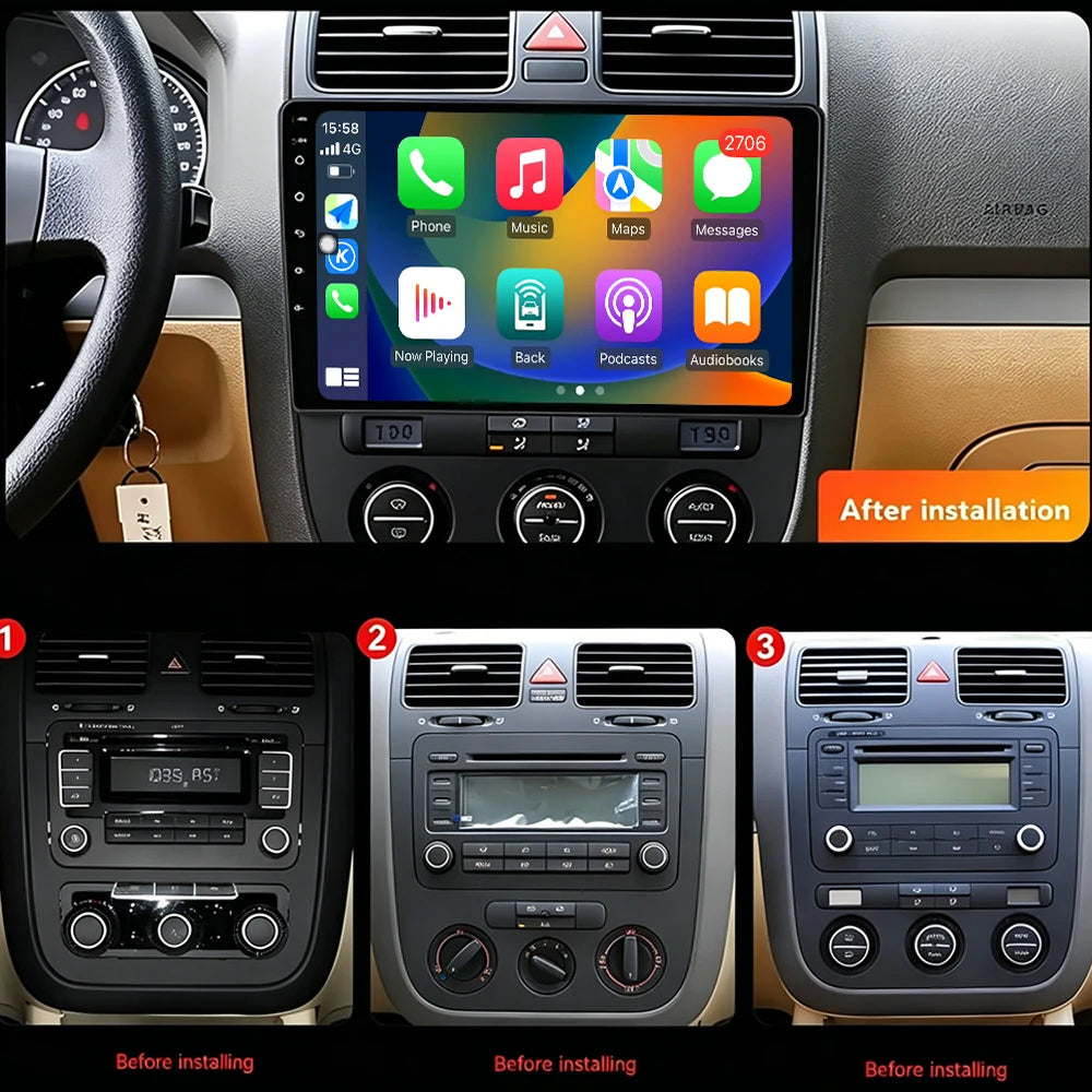 Android 16 Auto Wireless Carplay Car Radio For Volkswagen Jetta 5 2005-2010 Multimedia Ste