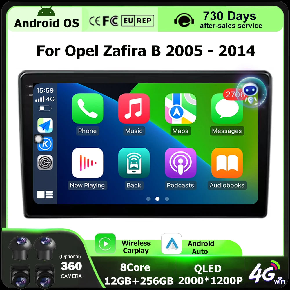 9'' Car Radio Multimedia Video Player GPS Navigation Stereo For Opel Zafira B 2005 - 2014