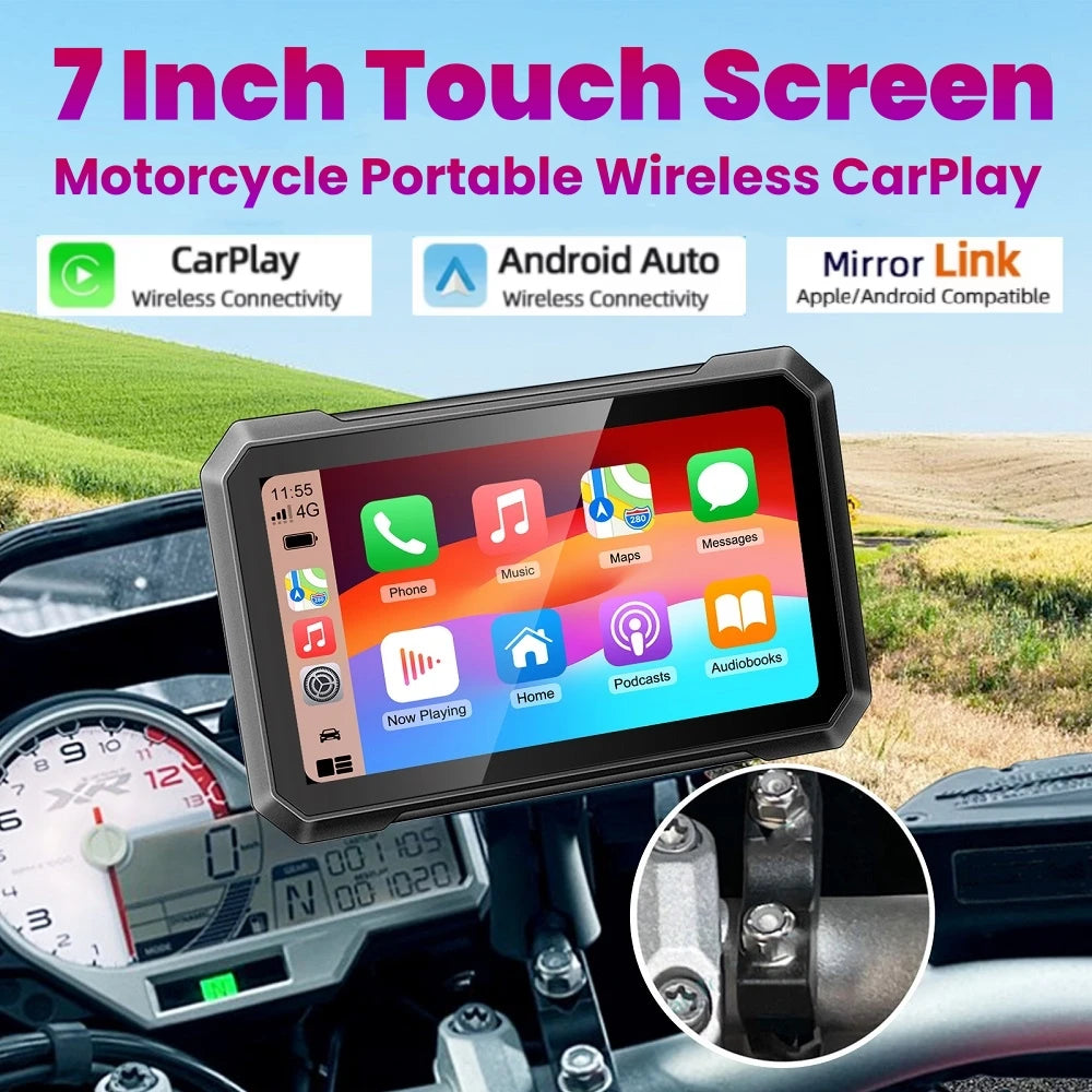 7inch Motorcycle Wireless Carplay Android Auto Moto Portable GPS Navigation Touch Screen D | AUTOKITSHOP