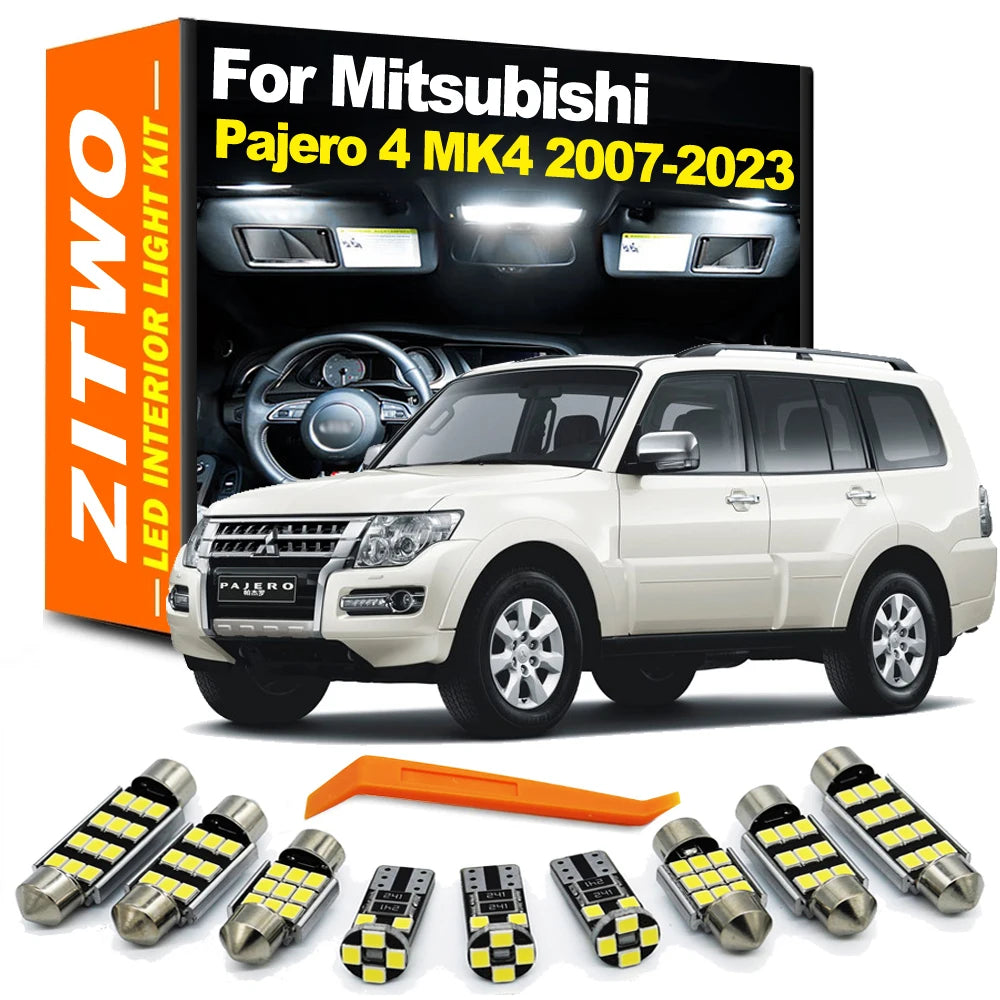 ZITWO 11Pcs For Mitsubishi Pajero Montero Shogun 4 MK4 2007- 2020 2021 2022 2023 LED Interior Light Trunk Sunvisor Bulb Kit