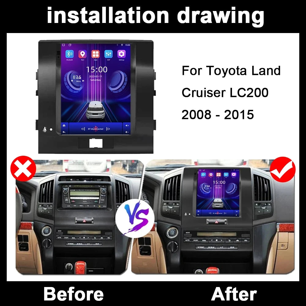 Wireless Carplay For Toyota Land Cruiser LC200 2008 - 2015 Android 16 Car Radio Multimedia