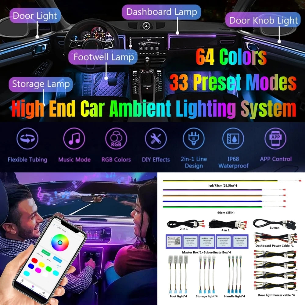 64 RGB - Ambient Light - Car Interior Lighting | AUTOKITSHOP