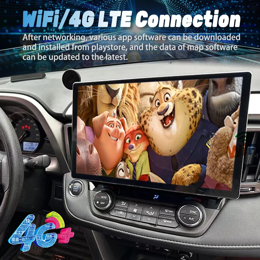 13.3inch Android 14 Screen For Toyota Rav4 2013 2017 Carplay Auto Multimedia Navigation GP