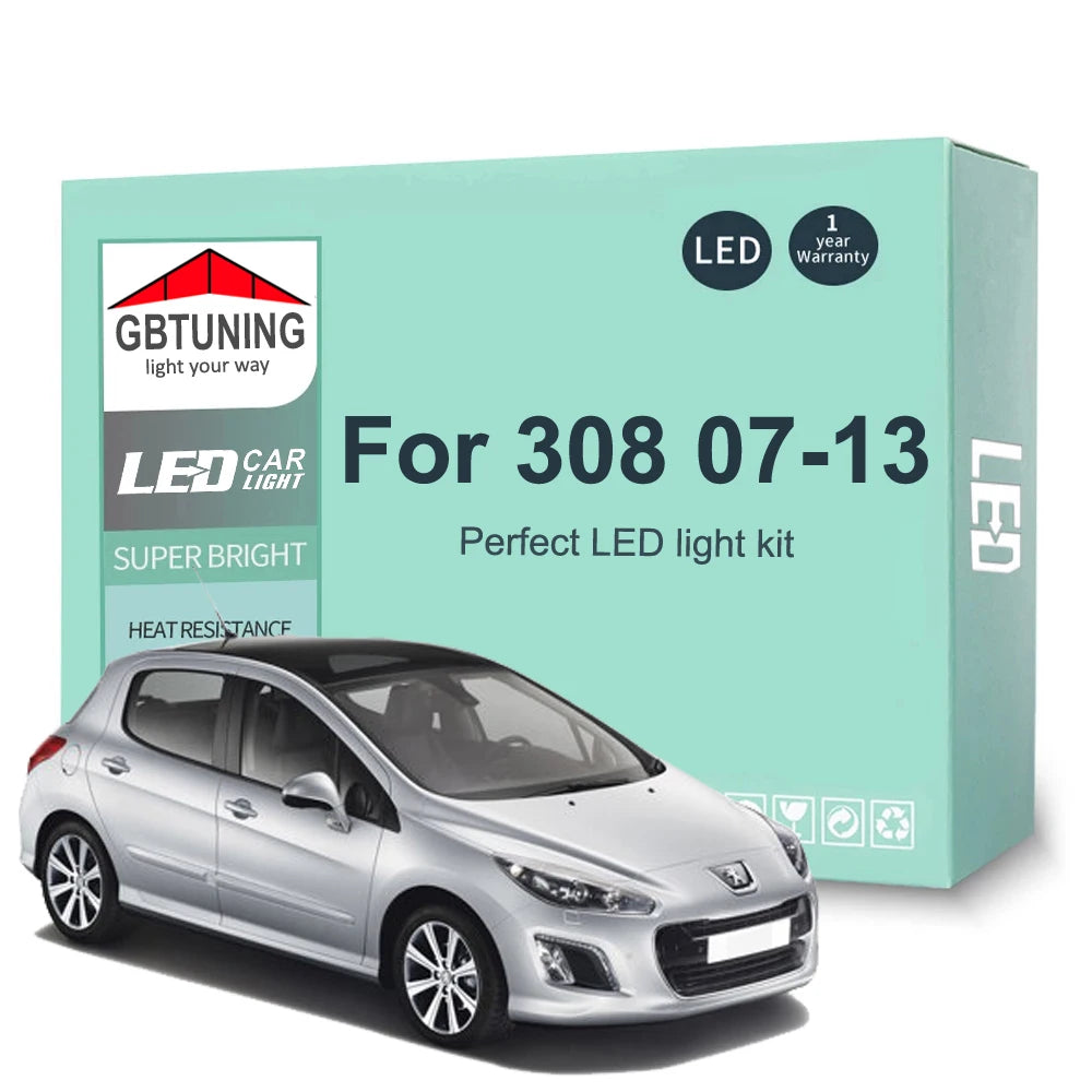 18-Piece LED Interior Light Kit for Peugeot 308 Hatchback SW MK1 2007-2013 - Canbus Dome Map Door Trunk Bulbs | AUTOK...