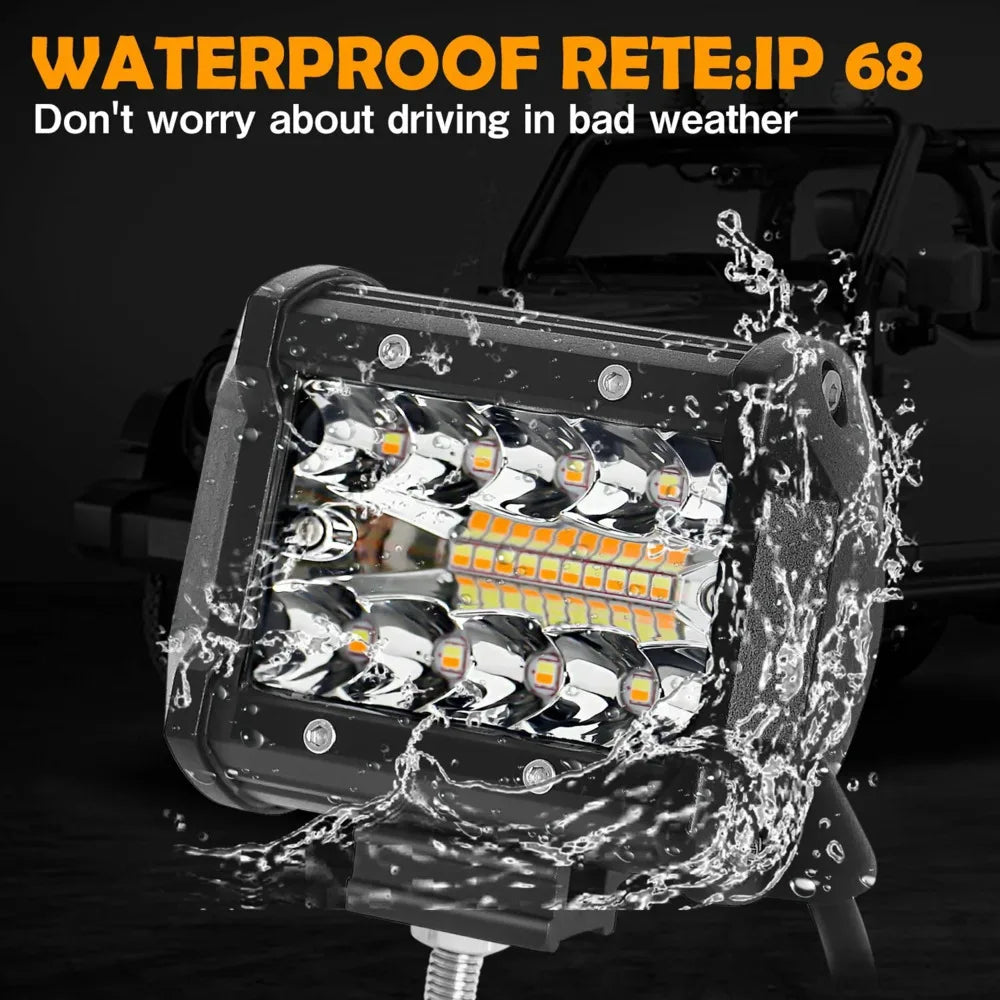 4 Inch 220W Work Light 12V/24V 5 Modes Fog Driving LED Work Light for Auto 4X4 ATV SUV UTE