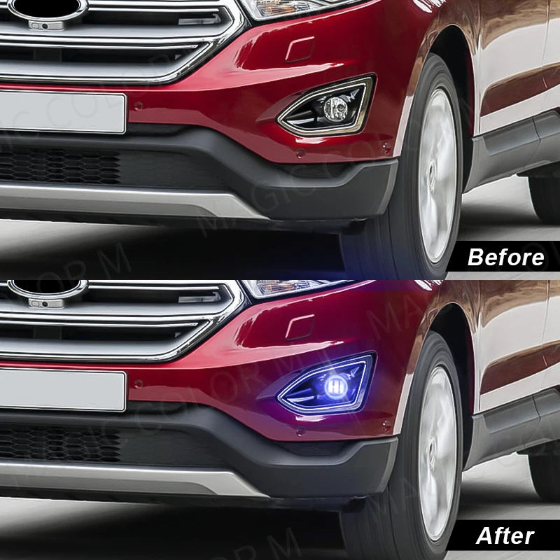 LED Fog Lamps For Ford Edge 2015 2016 2017 2018 DRL Daytime Running Lights Angel Eyes Halo | AUTOKITSHOP