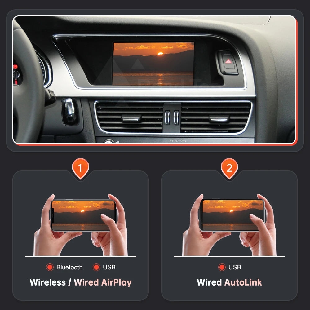 Road Top Wireless Carplay for Audi A4 A5 Q5 2009-2015, with Android Auto Interface AirPlay | AUTOKITSHOP