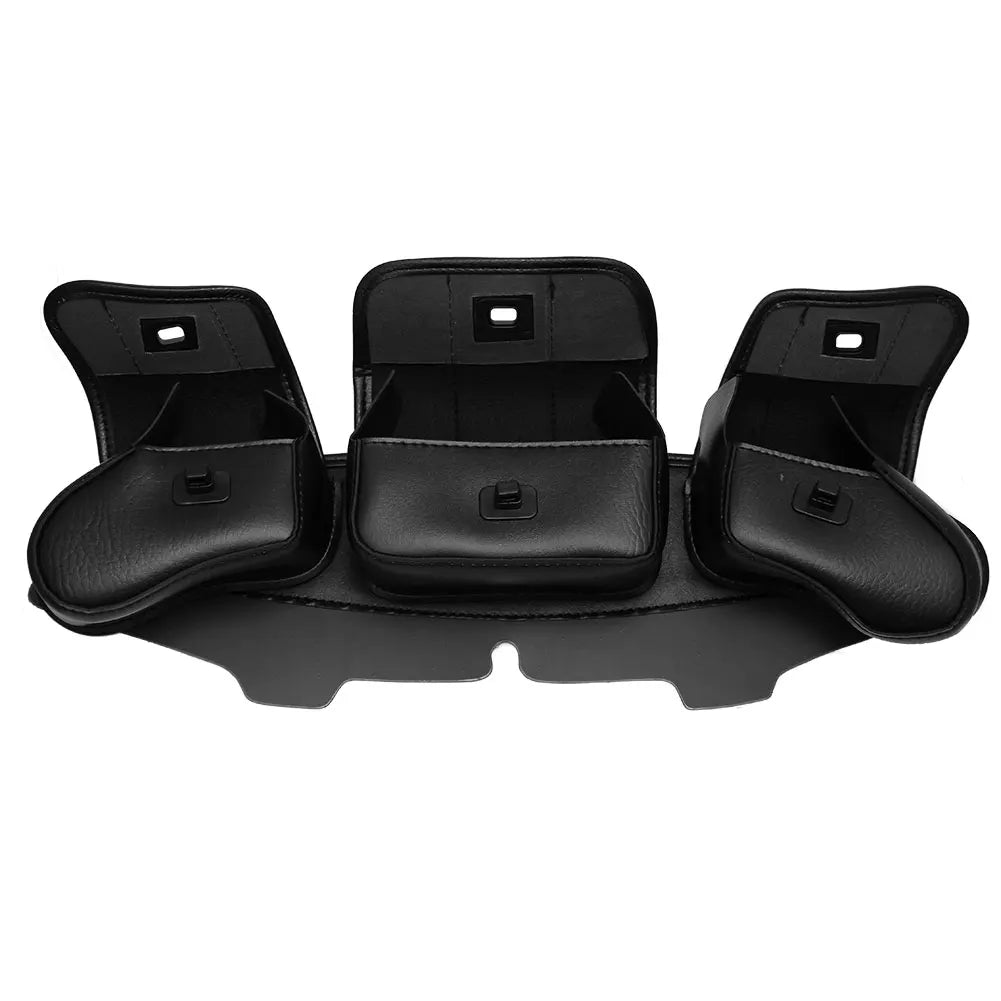 3 Pocket Batwing Fairing Windshield Bag Black PU Storage Pouches For Harley Touring Street Glide - Automotive LED Light