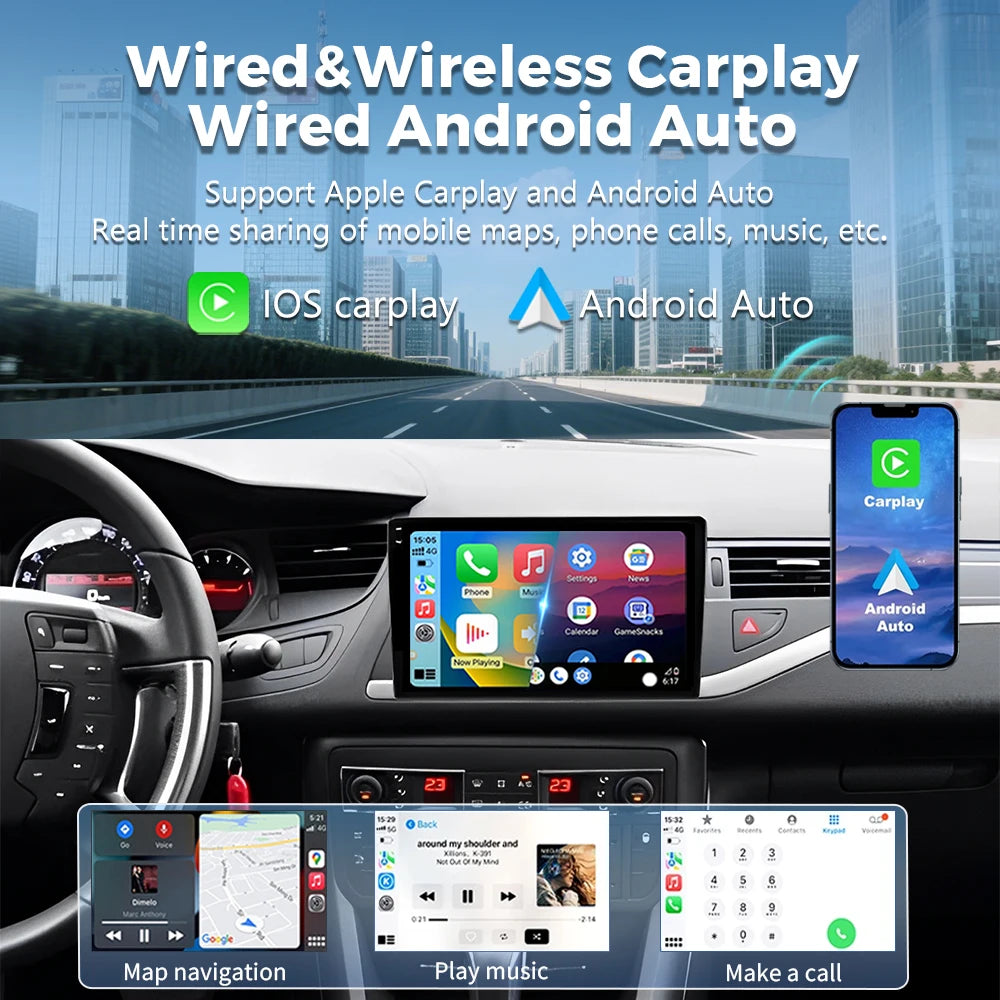 Android 16 Carplay Car Radio for Citroen C5 2 2008 2009 - 2017 Navigation GPS Multimedia P