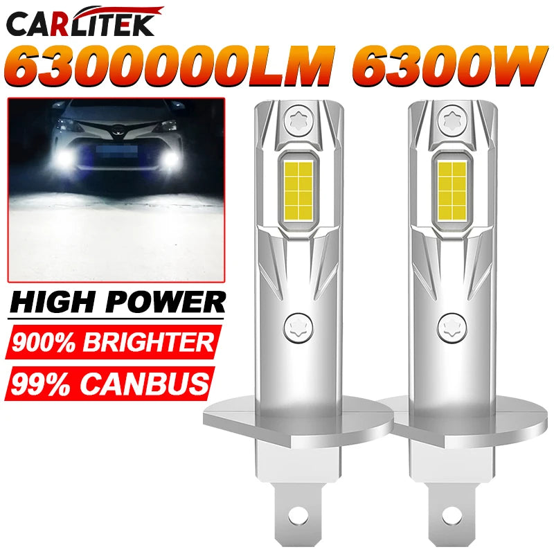 CARLitek 2Pcs H1 LED Canbus Headlight Bulb Error Free H1 LED Car Head Fog Light Fanless Wi