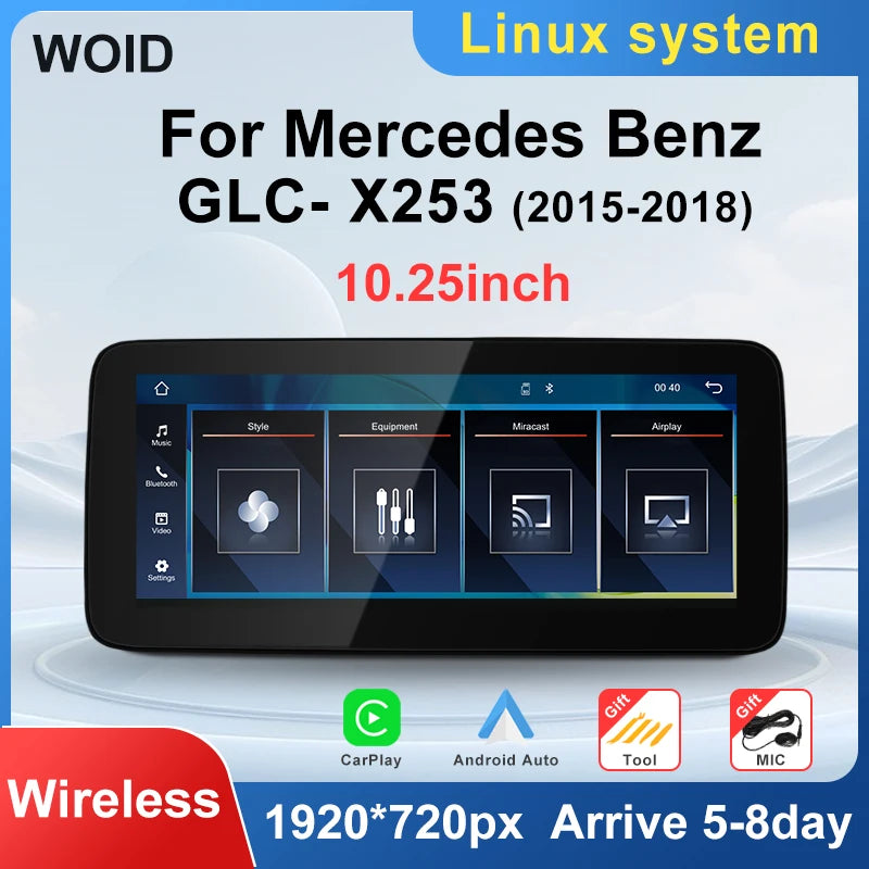 Factory Price 12.3"For Mercedes Benz C Class W205 GLC260 GLC300 X253 Wireless Carplay Andr