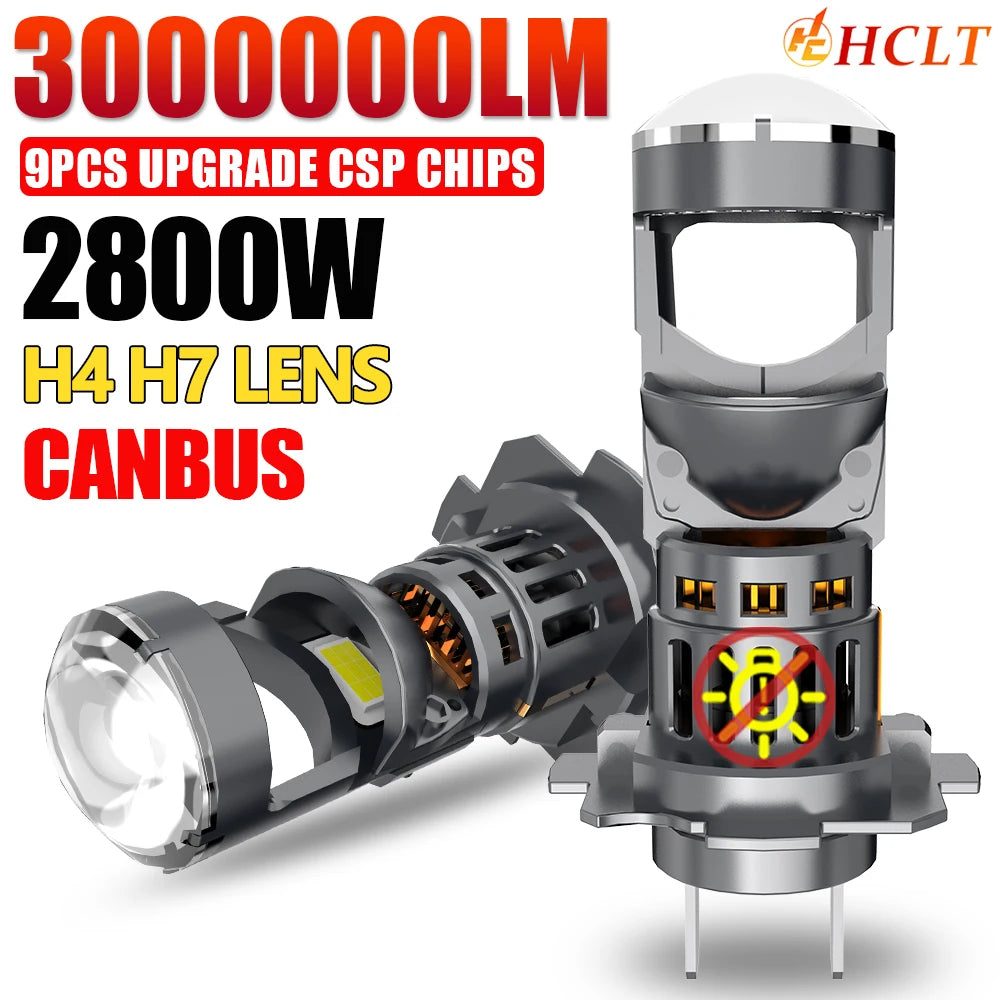 H7 H4 LED Projector Headlights 9003 HB2 Canbus Car Motorcycle Bi Led Mini Lens Lights 6000