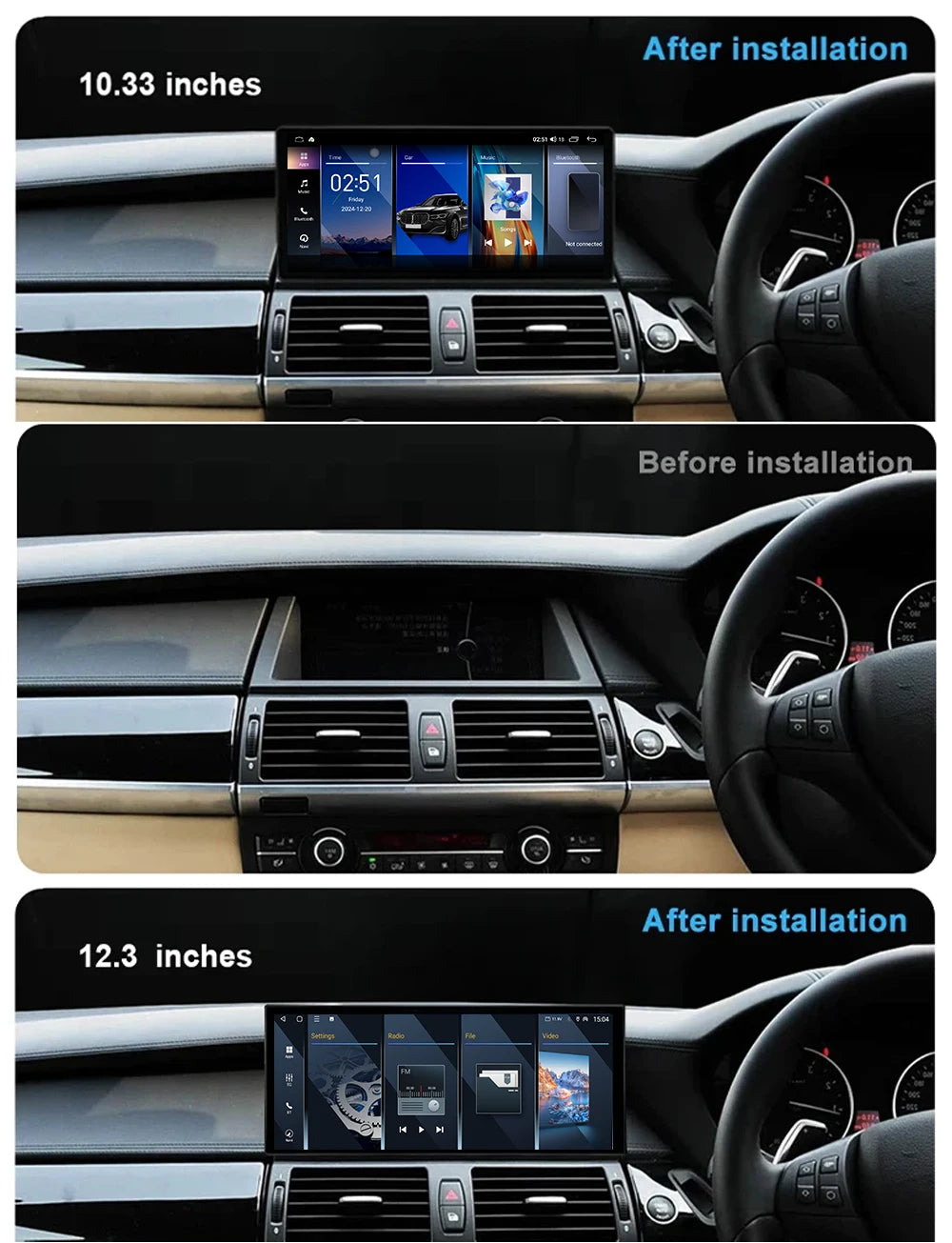 12.3“ Car Radio Carplay For BMW X5 E70X6 E71 2008-2013 RHD GPS Android Auto Multimedia Pla