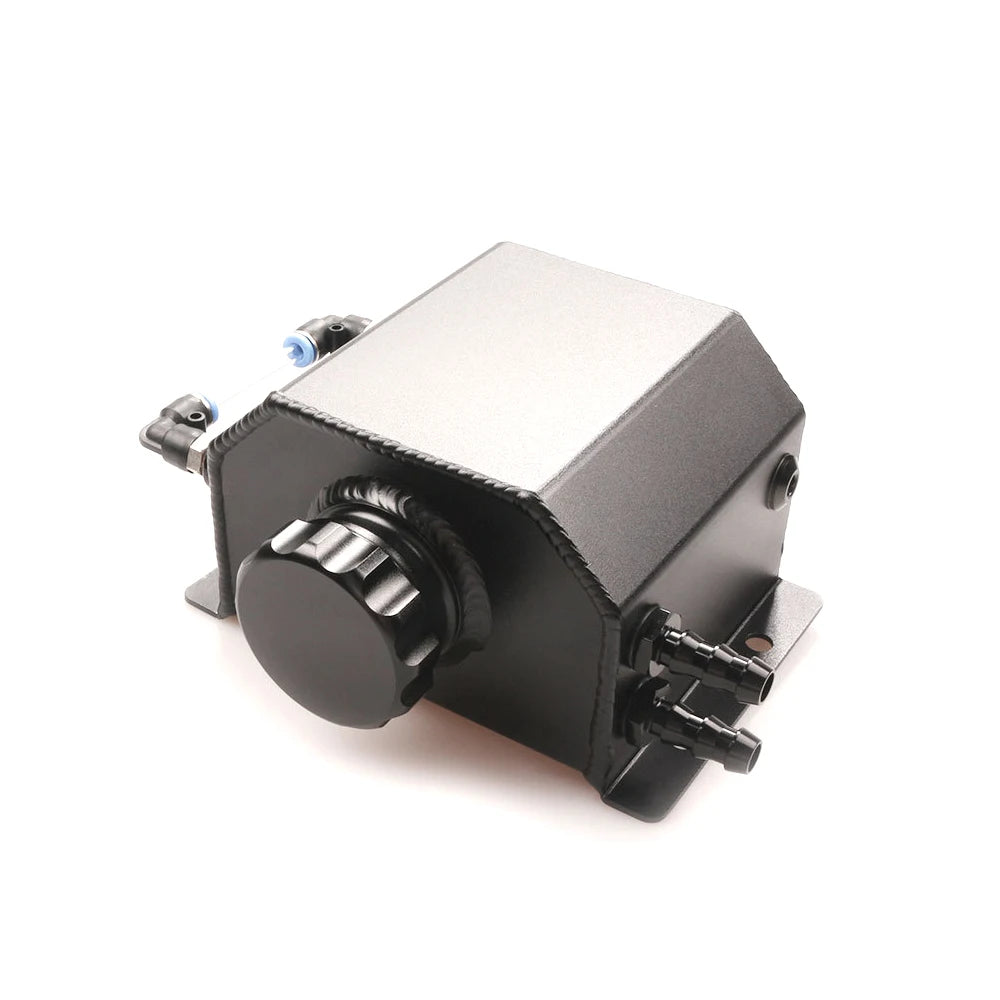 Universal Square Aluminum Alloy Radiator Coolant Overflow Tank 1L 1000ml With Drain Plug - Automotive LED Light