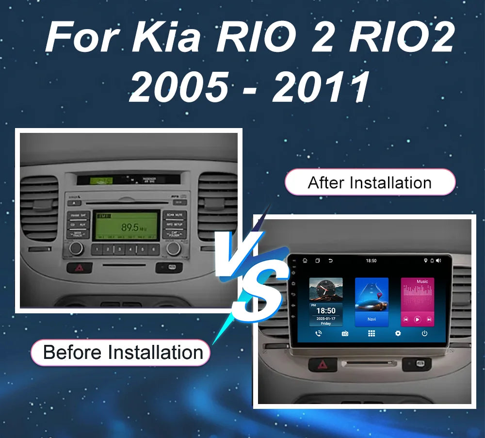 Android 14 GPS Navigation Radio Stereo For Kia RIO 2 RIO2 2005 -2011 Car Multimidia Video