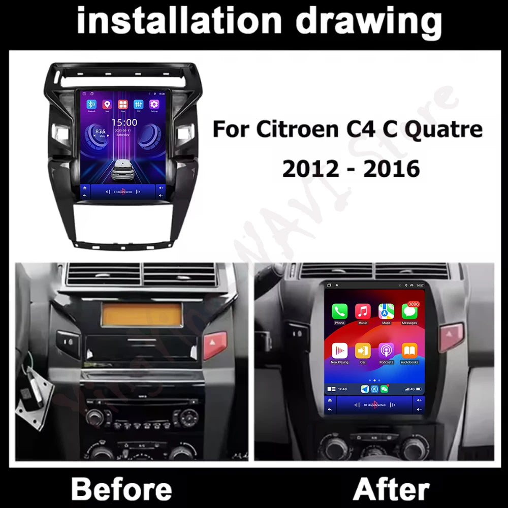 Carplay Android Auto for Citroen C4 C Quatre 2012-2016 Navigation GPS Multimedia Video Pla