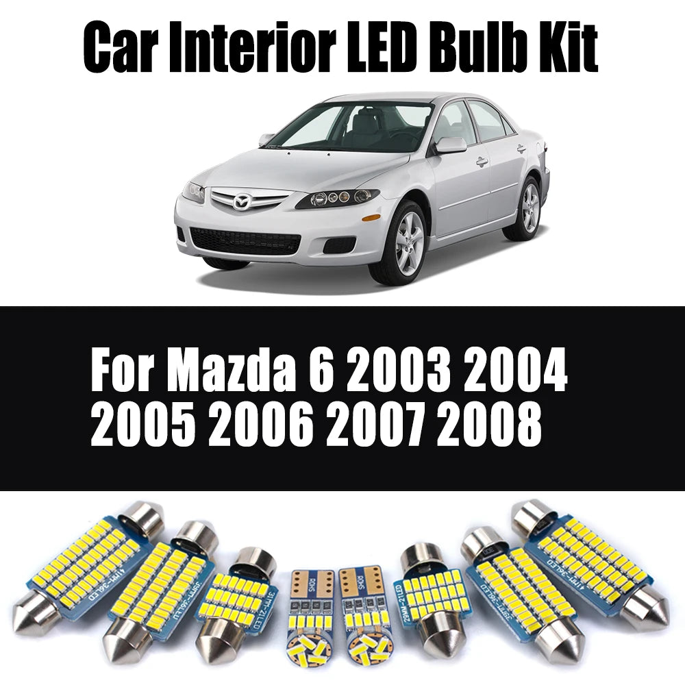 12-Piece LED Interior Light Kit for Mazda 6 - Canbus Error-Free Bulbs | AUTOKITSHOP