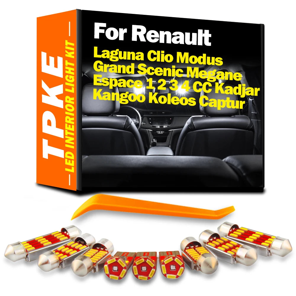 LED Interior Light Kit for Renault Laguna Clio Grand Scenic Megane Espace 1 2 3 4 CC Kangoo Koleos Captur Modus Kadja...