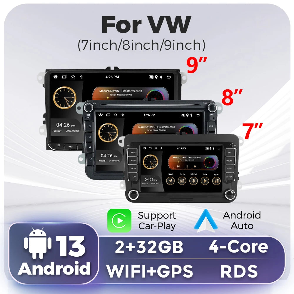 For Volkswagen VW Passat B6 B7 Polo Jetta Skoda Golf 5 6 Carplay Android Auto Radio FM Car | AUTOKITSHOP