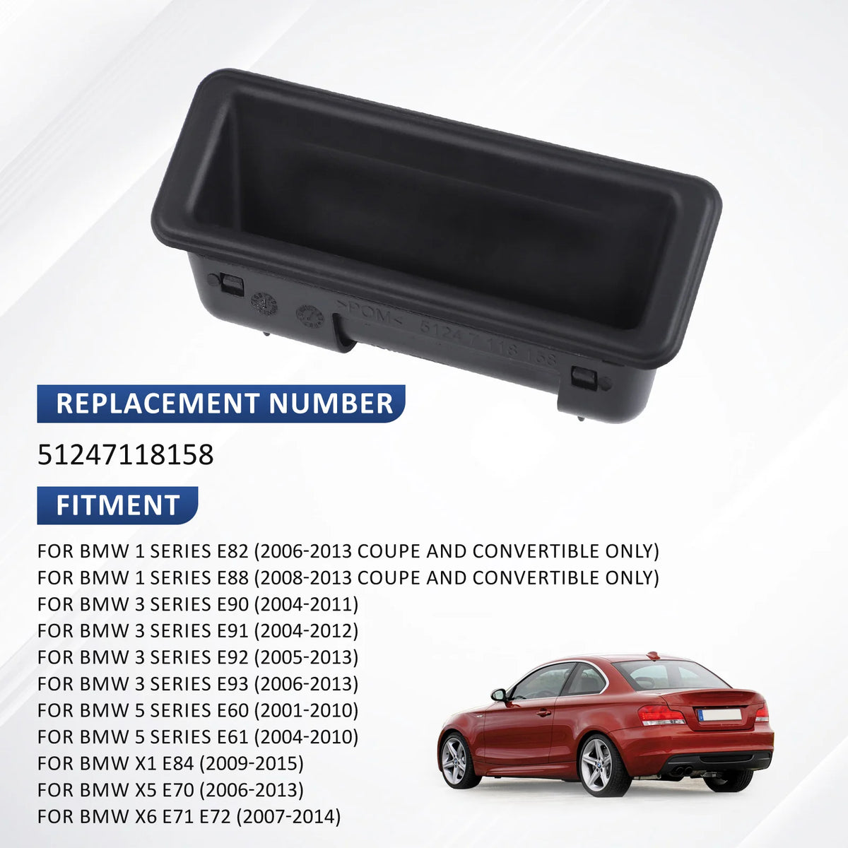 Trunk Lid Lock Release Push Button Handle Switch For BMW Series 1 3 5 X6 X5 X1 E for BMW E92 E90 E91 - Automotive LED Li