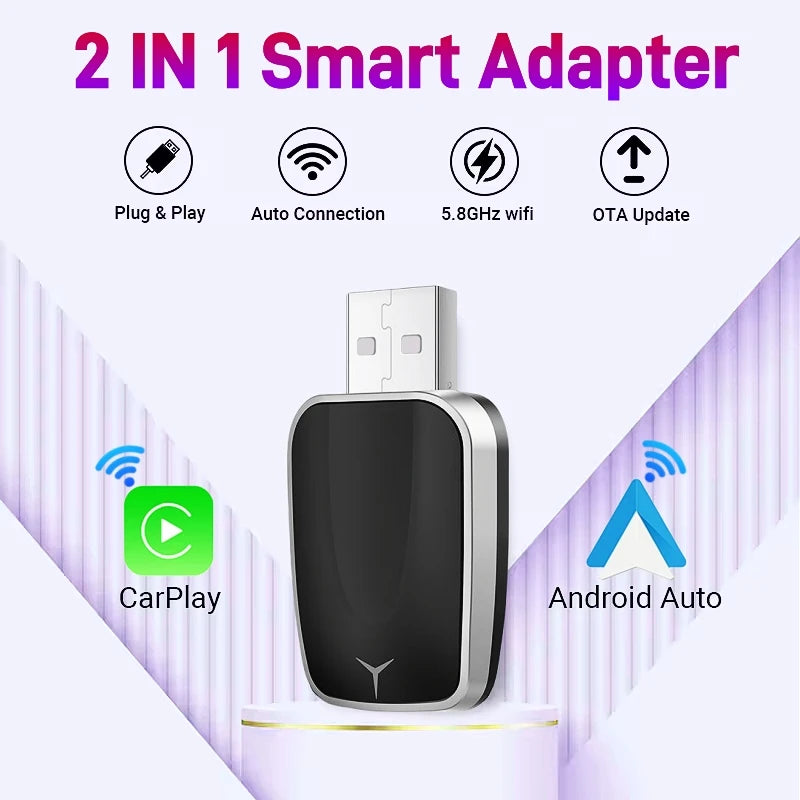 2in1 Wireless Carplay&Android Auto Box 2in1 Wired to Wireless Dongle Automatic Connect Ada | AUTOKITSHOP