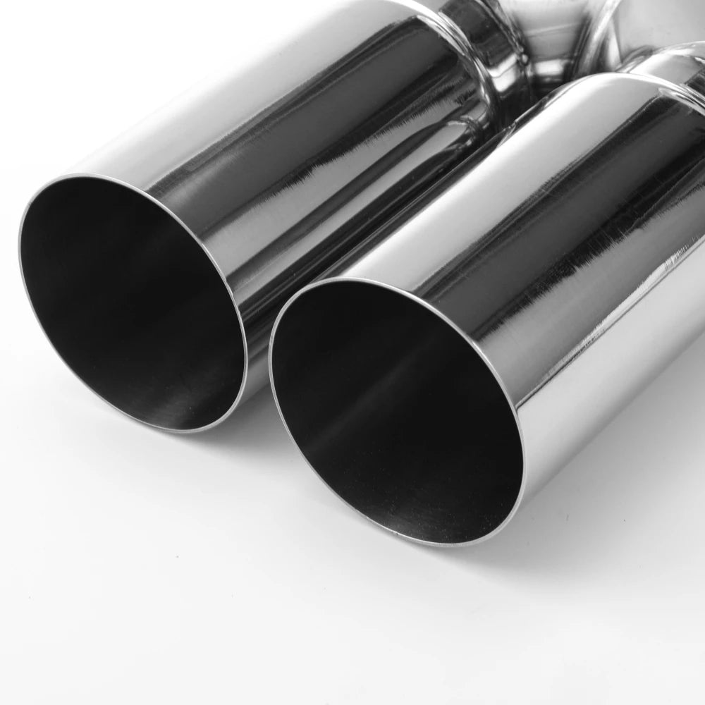 Stainless Steel single layer exhaust tip 63mm inlet straight cut 76mm Outlet Double Cylinder Muf - Automotive LED Light