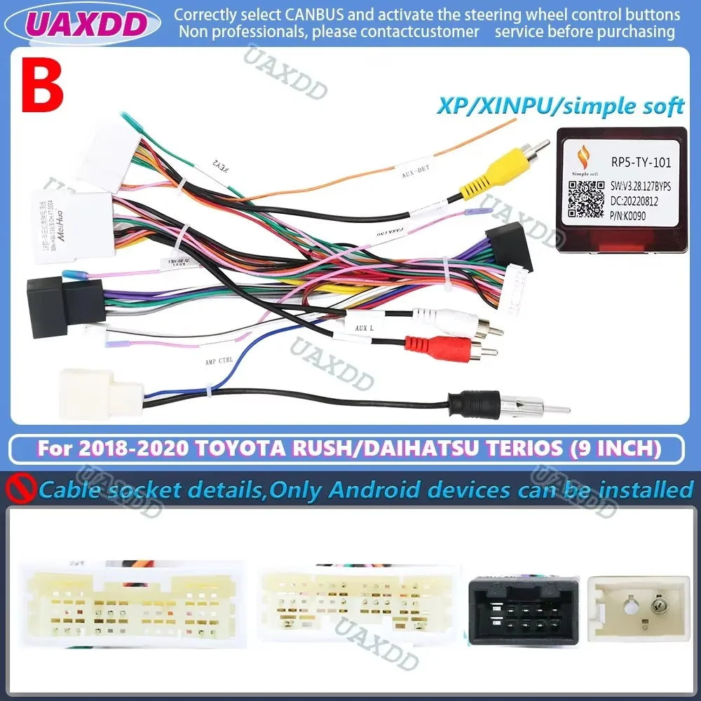 For 2018-2020 TOYOTA RUSH DAIHATSU TERIOS 9INCH 2 Din Car Android frame fascia cable video