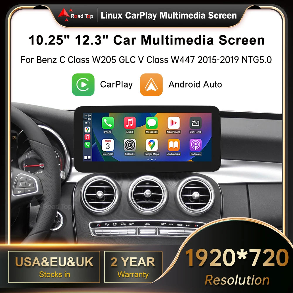 RoadTop For Mercedes-Benz G Class W463 2013-2018 GLC C Class W205 2016-2018 Wireless CarPl