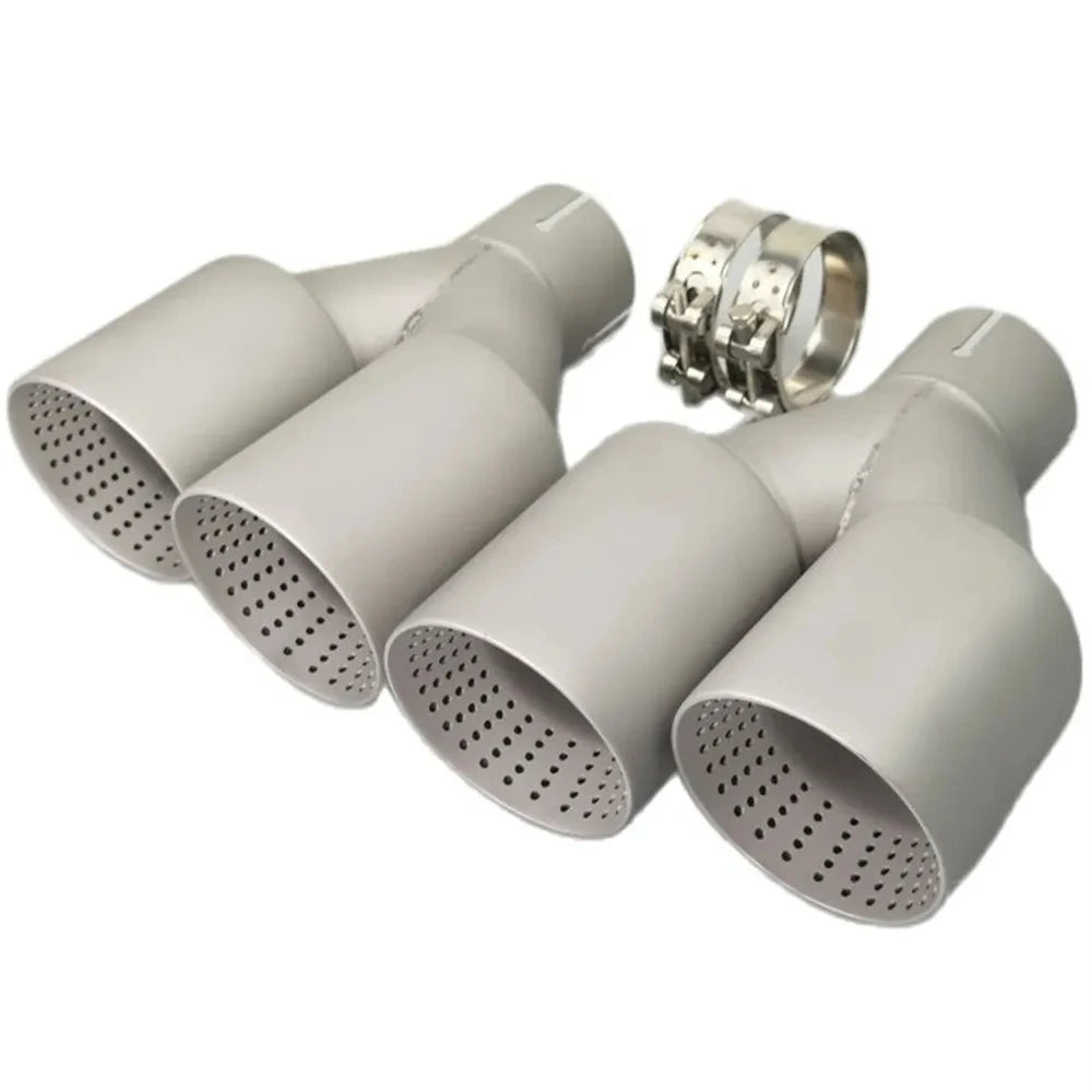 1Pcs Double Matte Stainless Steel Car Muffler Tip Exhaust Tip System Pipe Universal Exhaust Tip  - Automotive LED Light