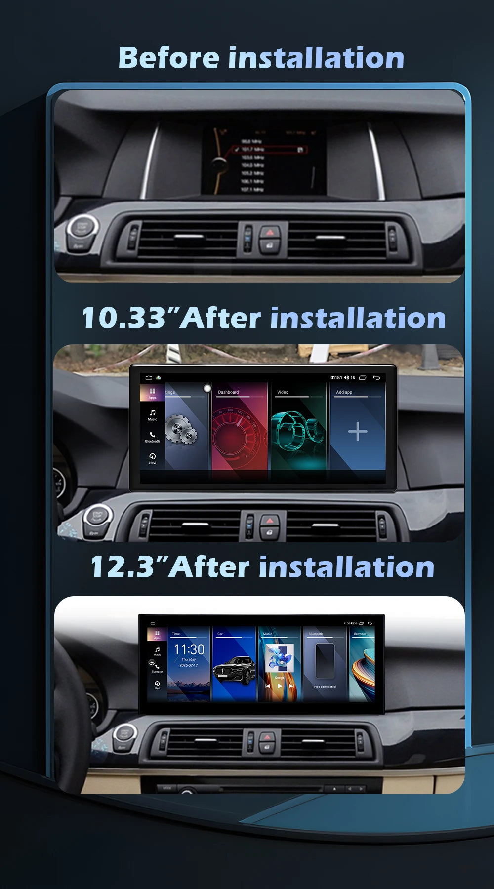 Car Raido Multimedia Player Android 16 For BMW 5 Series F10 F11 2011-2017 Wireless CarPlay