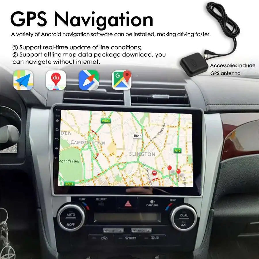 GPS Navigation Android 15 AI Voice Car Radio For Toyota Camry 7 XV 50 55 2011-2014 Wireles
