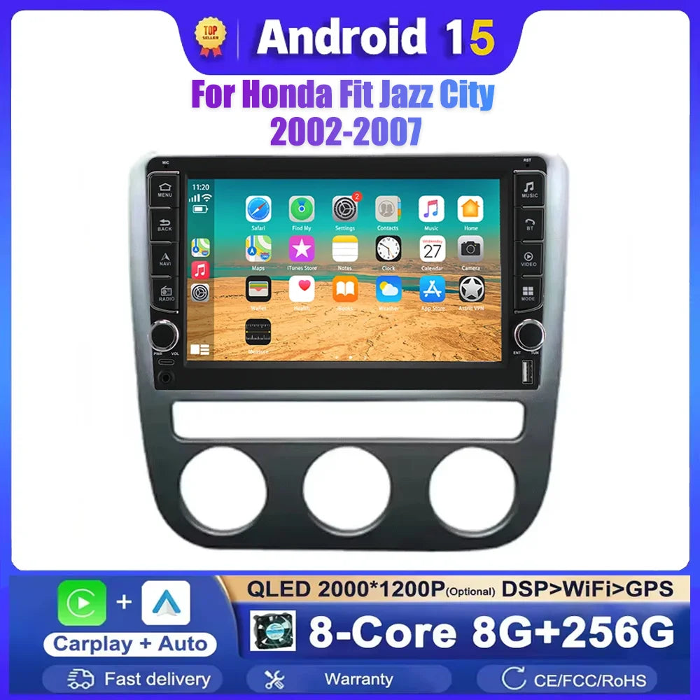 Android 15 Car Stereo Radio Multimedia Video Player For Honda Fit Jazz City 2002 2003 2004 | AUTOKITSHOP