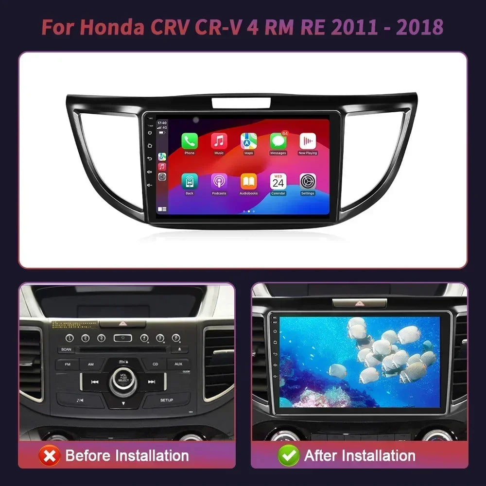 Android 14.0 For Honda CRV CR-V 4 RM RE 2011-2018 Car Player 5G Auto Radio Multimedia GPS