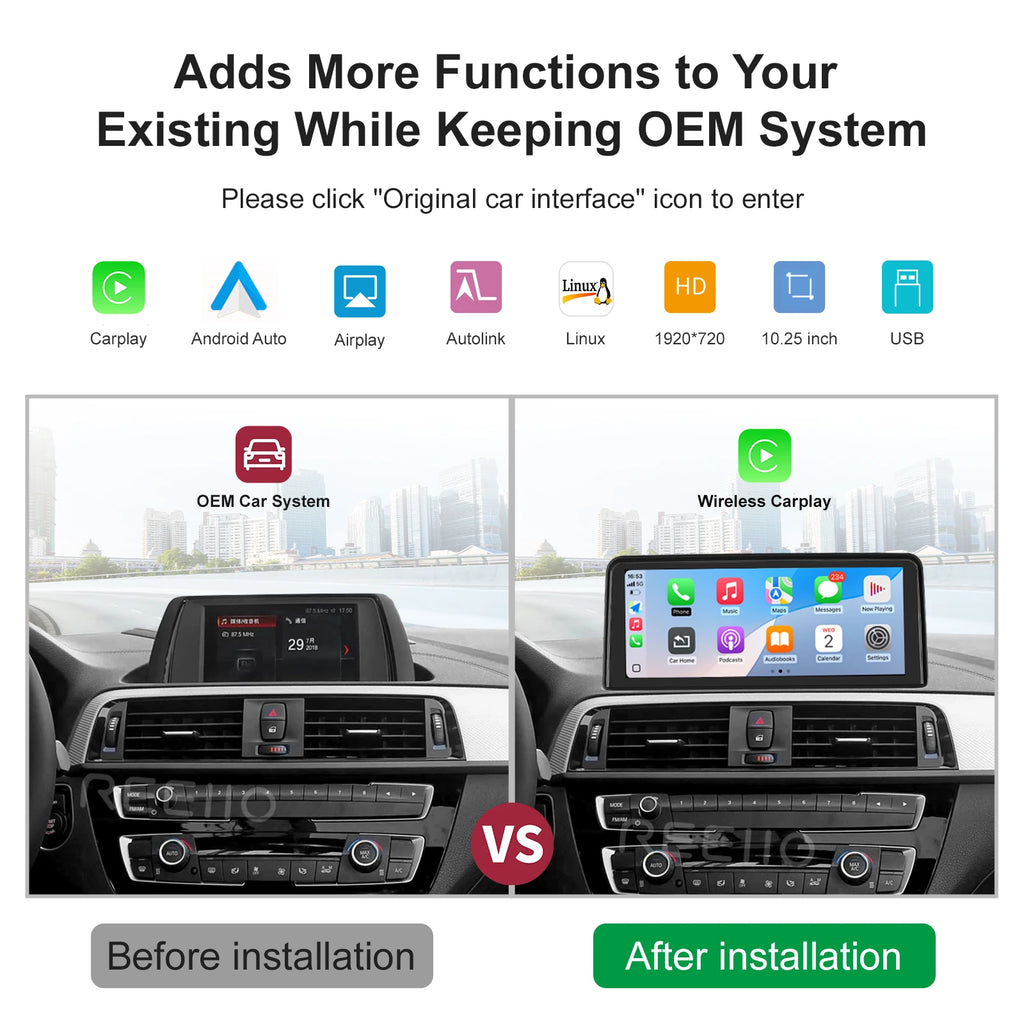 10.25 Wireless CarPlay For BMW EVO ID5/ID6 X1 X3 X5 F16 F86 G01 2017-2019 Android Auto Mul