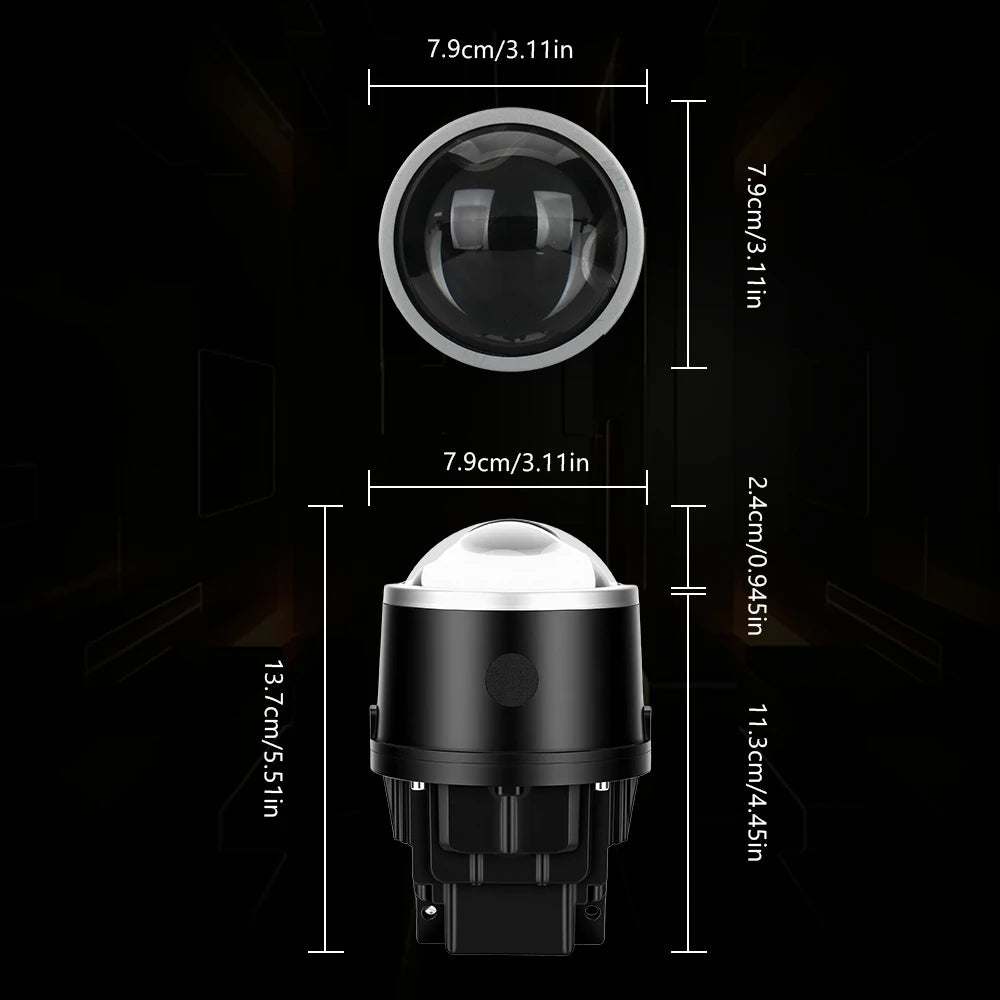 3.0 Inch Bi-LED Projector Lenses Fog Lamp 6000K White 3000K Yellow Car Accessories Fog Lig