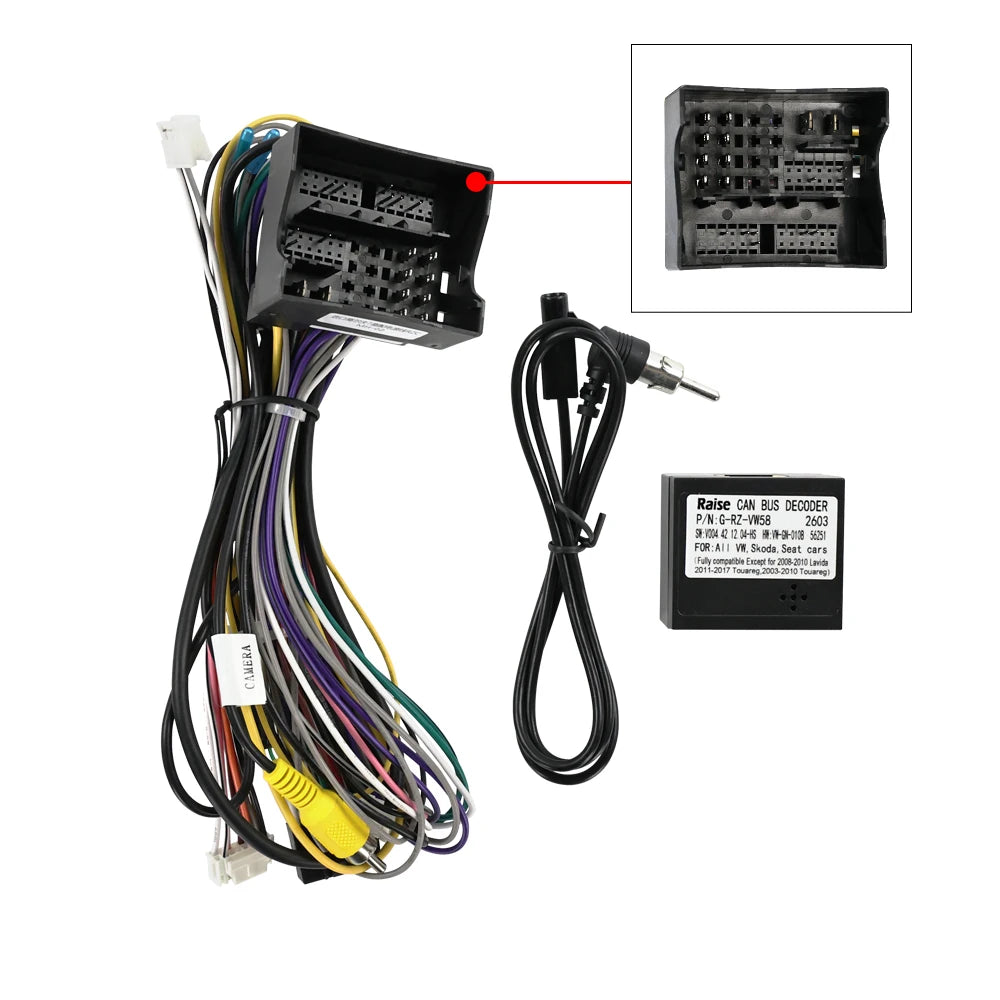 Car Radio Extension Cable Canbus Box Decoder Adapter Connector Wire Plug Kit For Golf 7 Se