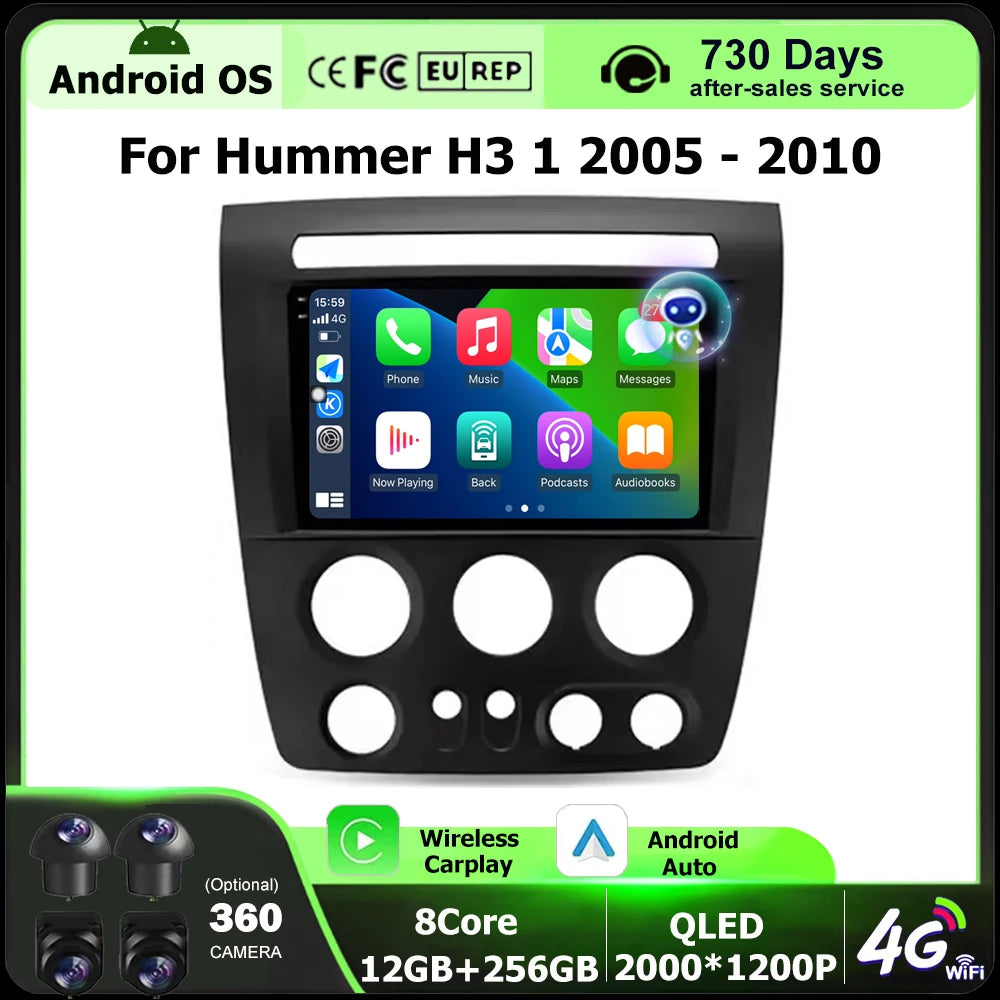 Android 16 Auto For Hummer H3 1 2005-2010 Car Radio Multimedia Video Player GPS Navigation