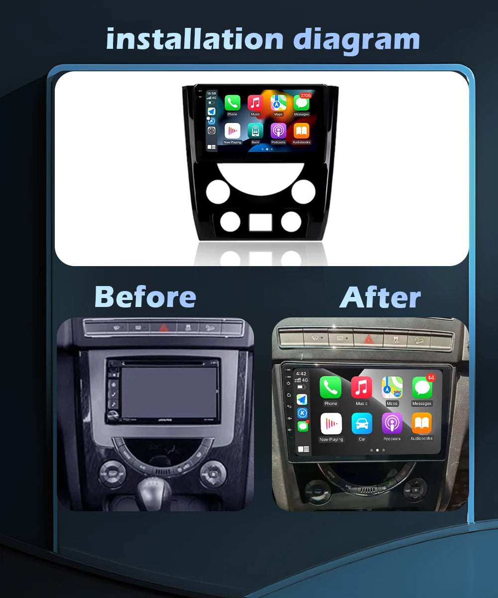 Android 16 Wireless CarPlay For SsangYong Rexton W 2014- 2016 Car Radio Multimedia Video P