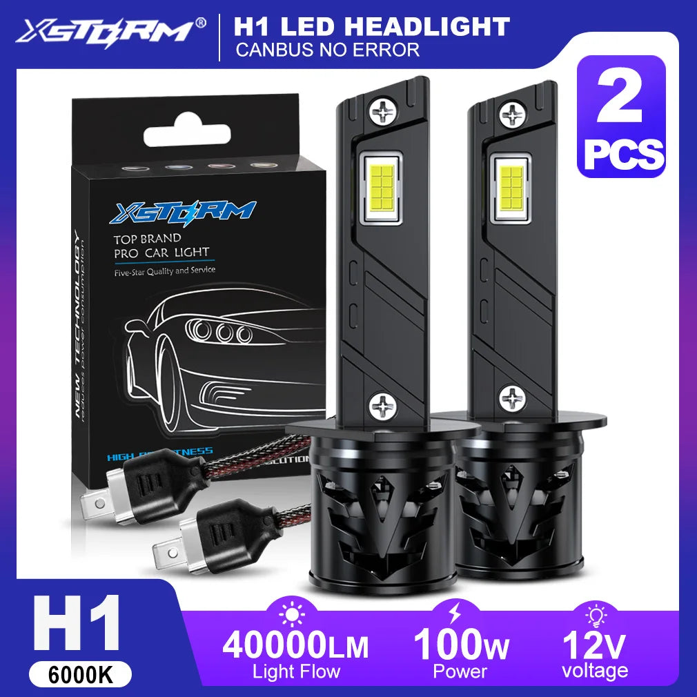 XSTORM H1 LED Lights Bulbs 40000LM 100W H1 LED Headlights Canbus Car Turbo Lamps With Fan