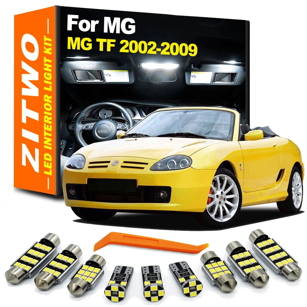 ZITWO 9Pcs LED Interior Dome Map Reading Light Kit For MG TF MGTF 2002 2003 2004 2005 2006 2007 2008 2009 Car Bulb Accessories