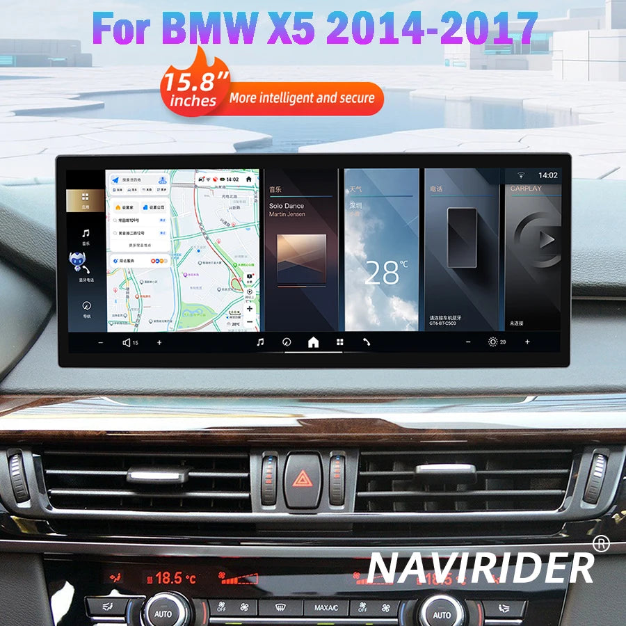 15.8" Wifi HU BT GPS Screen Navigation Car Radio 4G For BMW X5 2014-2017 Android Auto CarP