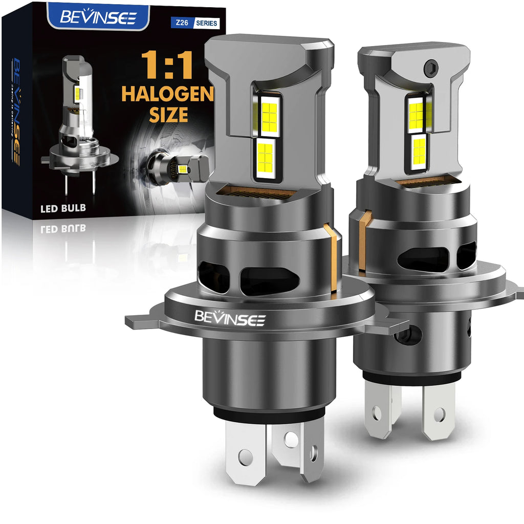 BEVINSEE 2Pcs H4 LED Headlight 70W 12000LM Canbus 6000K High&Low Beam 9003 HB2 H4 LED Auto