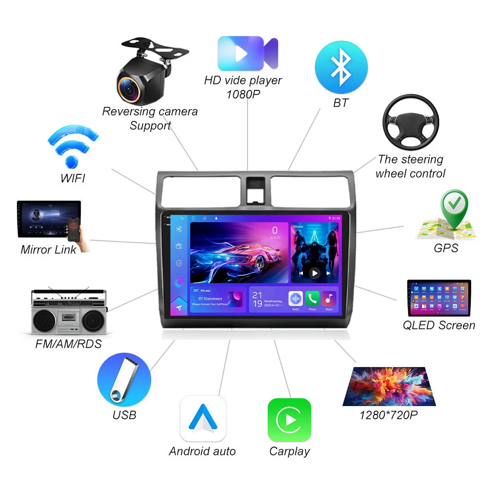 Android 16 Car Radio For Suzuki Swift 2003 - 2006 2007 2008 2009 2010 Carplay Auto Head Un | AUTOKITSHOP
