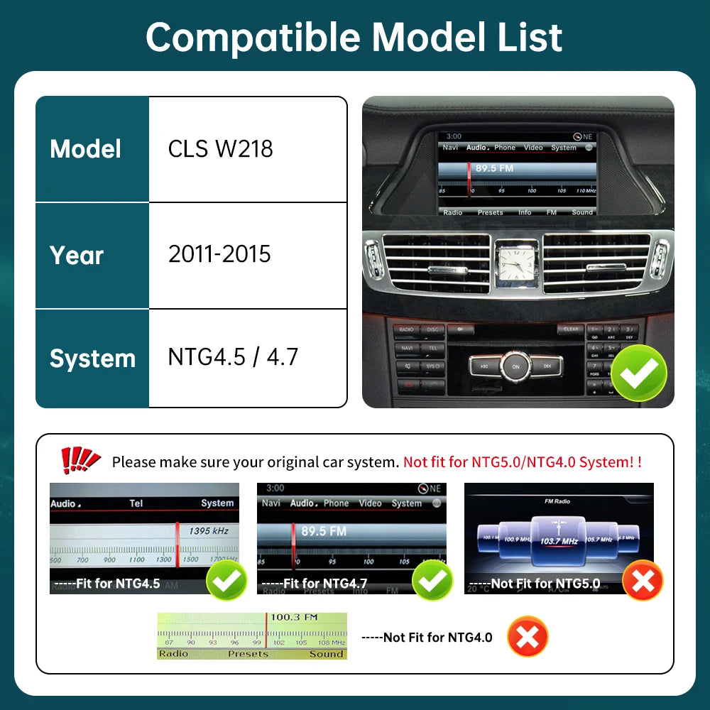 RoadTop Wireless CarPlay Module For Mercedes Benz CLS W218 2012-2014 NTG4.5 with Android A
