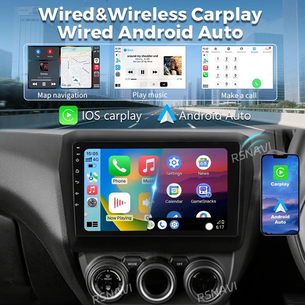 Qualcomm Android 16 For Suzuki Swift 2017-2021 2K QLED Stereo Car Radio Video Player GPS A