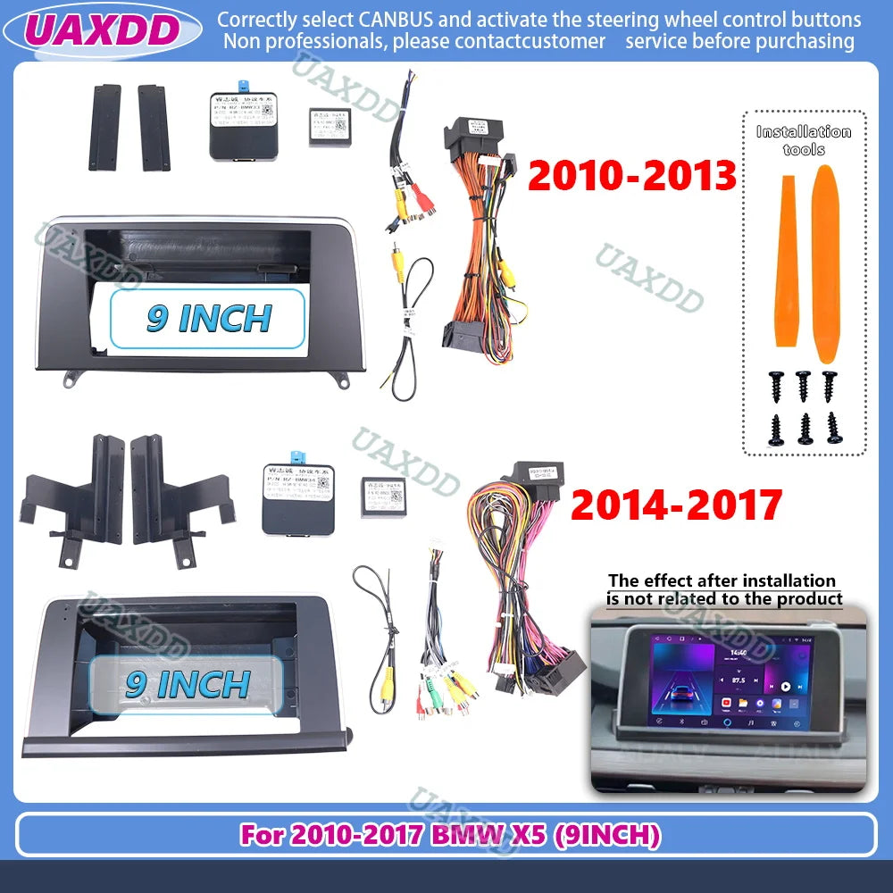 Car Radio Frame for BMW X5 2010-2017 9 Inch Screen Fascias Stereo DVD Player Install Surro