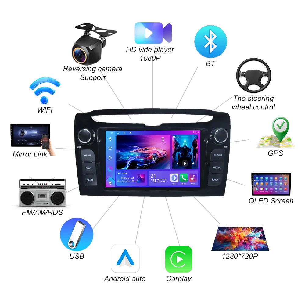 7" Car Radio For Lancia Ypsilon 2011 2012 2013 2014 2015 2016 Android 16 Multimedia Video  | AUTOKITSHOP