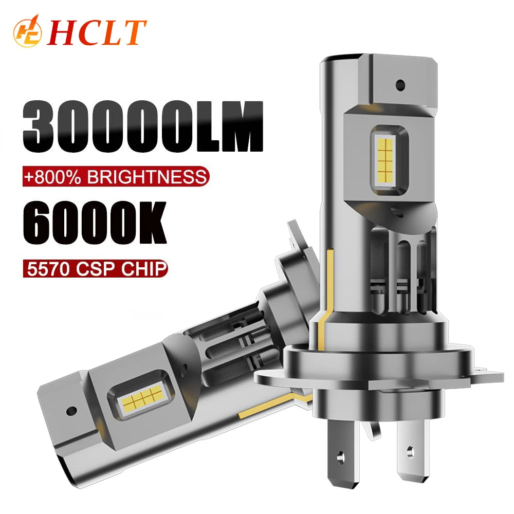 H7 LED Car Headlight 30000LM CANBUS Plug And Play Wireless Auto Lamp With Fan Cooling 6000