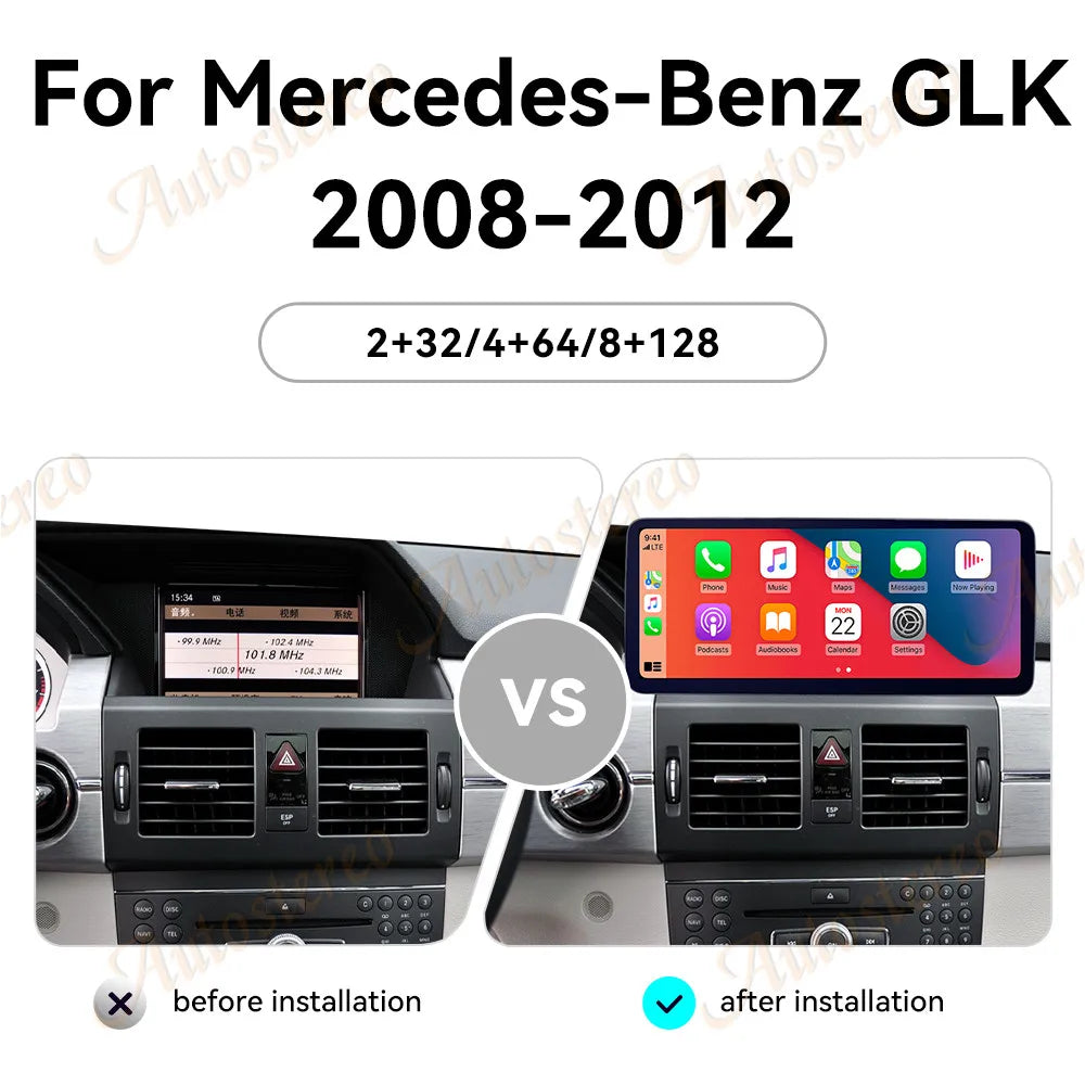 2400*900 Resolution Carplay 4G Android 13 For Mercedes Benz GLK 2008-2015 Car GPS Navigati